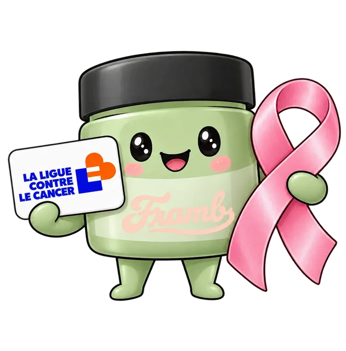 Framby, la mascotte Framb, soutient la Ligue contre le cancer avec le ruban rose