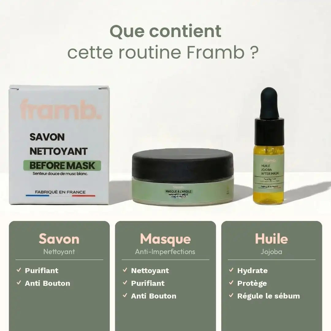 Contenu Routine Anti-Imperfections Framb - 3 produits naturels Made in France